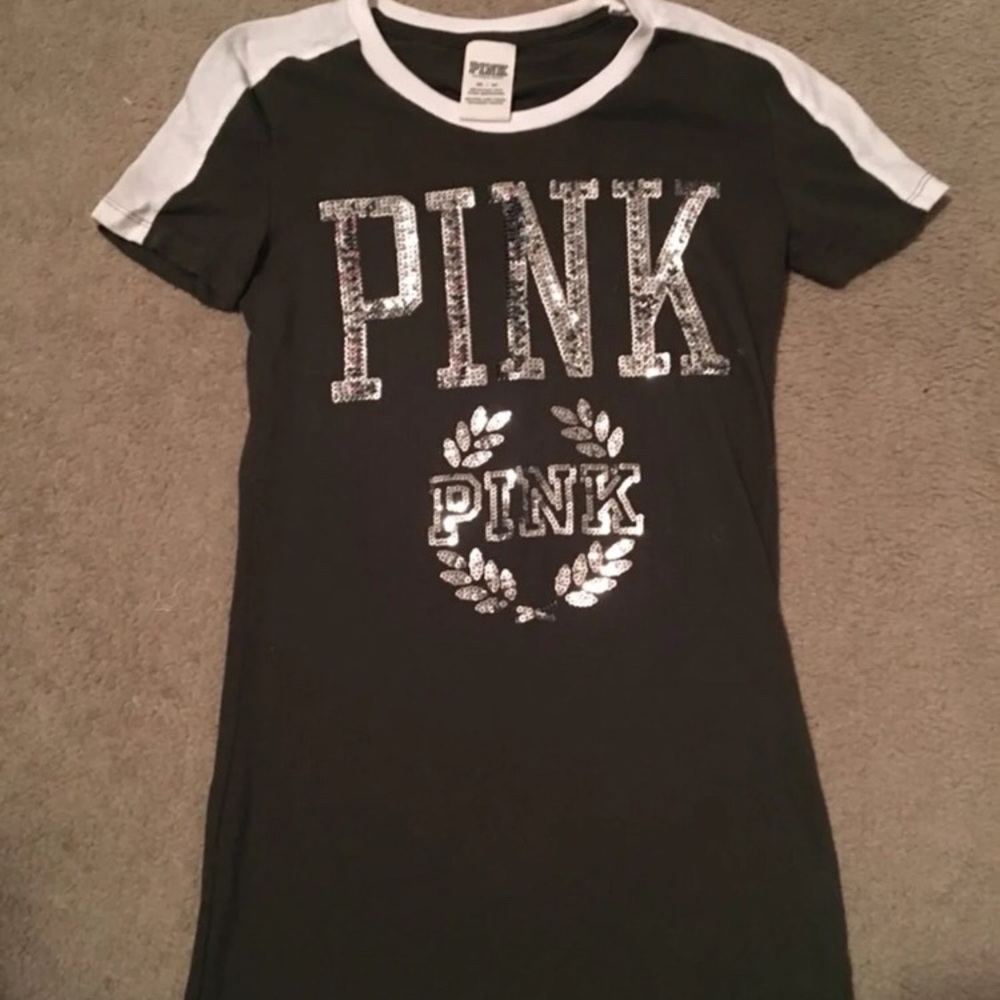 PINK Olive Green Bling Tee